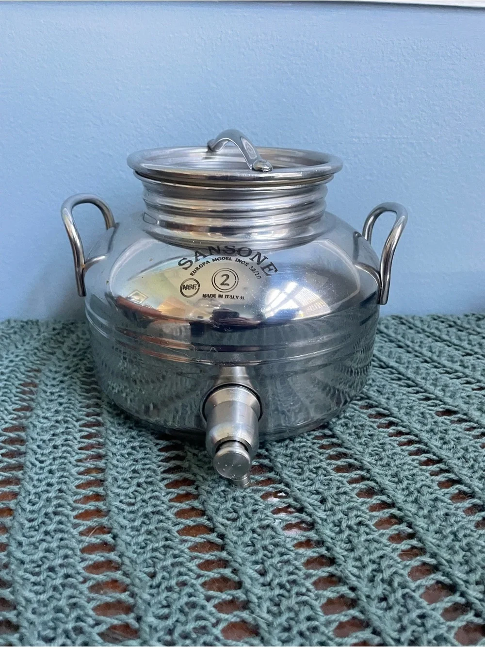 2L Sansone Fusti Tank Italian Stainless Steel Dispenser for Oil, Water or Wine